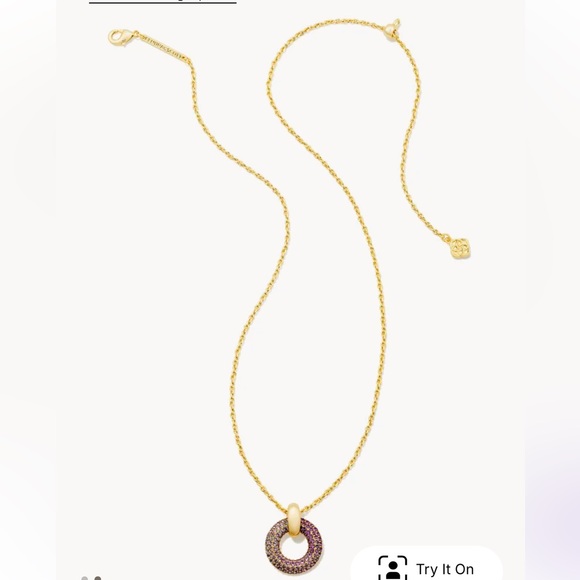 BNIB Kendra Scott Mikki Gold Pave Purple Mauve Ombré Mix Necklace and Earrings - Picture 6 of 12